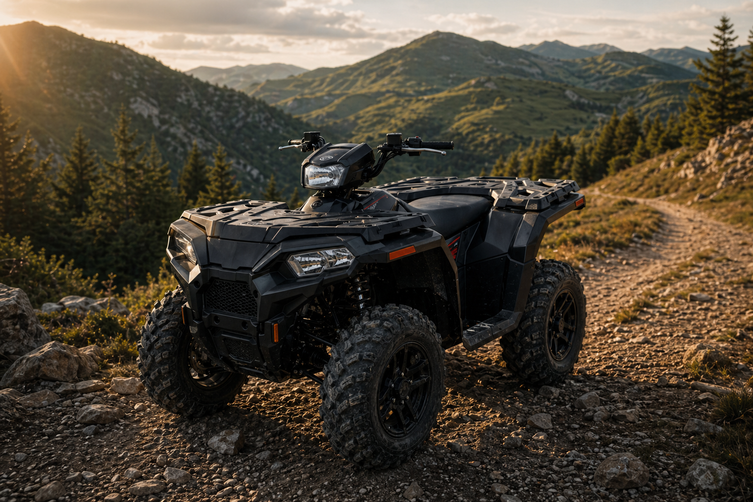 Polaris Sportsman 570 Trail në rrugë malore
